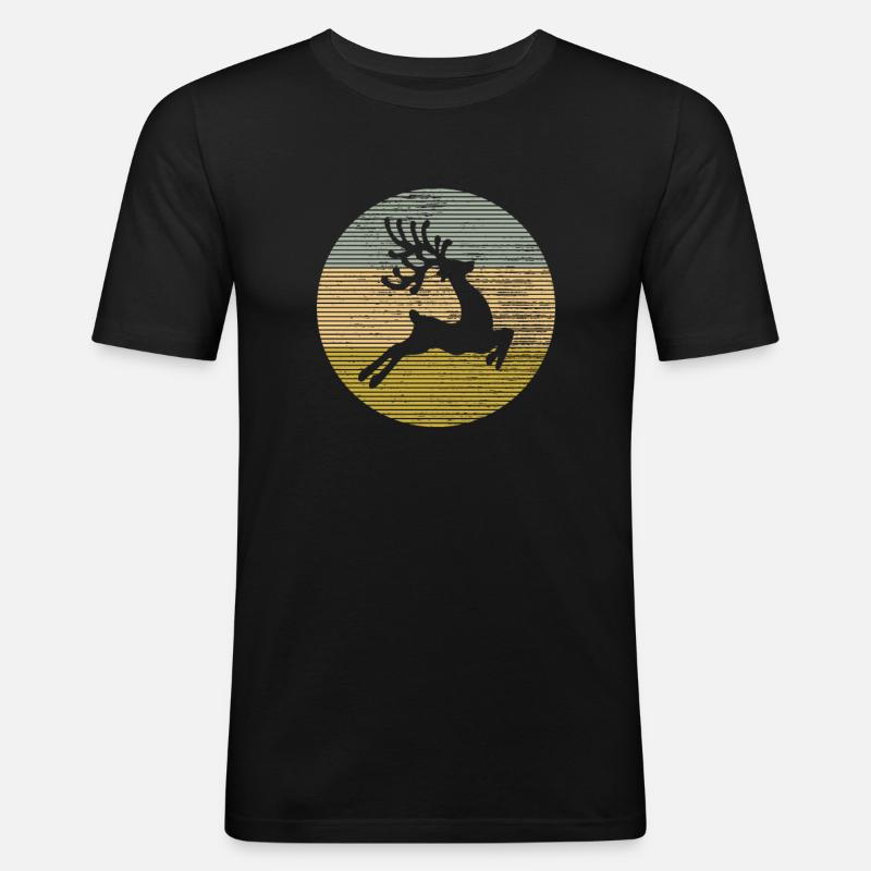 Elch - Männer Slim Fit T-Shirt - Schwarz