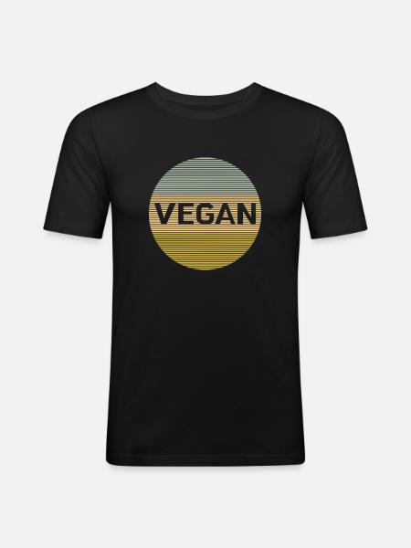 Végétalien - T-shirt près du corps Homme - noir