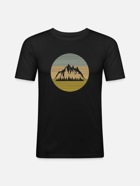 Berge - Männer Slim Fit T-Shirt - Schwarz