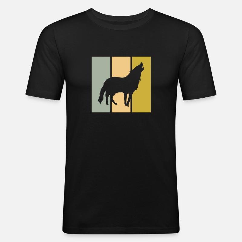Wolf - Männer Slim Fit T-Shirt - Schwarz