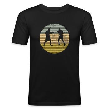 Boxen - Männer Slim Fit T-Shirt - Schwarz - Vorne - Nik (191cm)