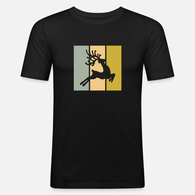 Elch - Männer Slim Fit T-Shirt - Schwarz