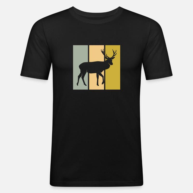 Hirsch - Männer Slim Fit T-Shirt - Schwarz