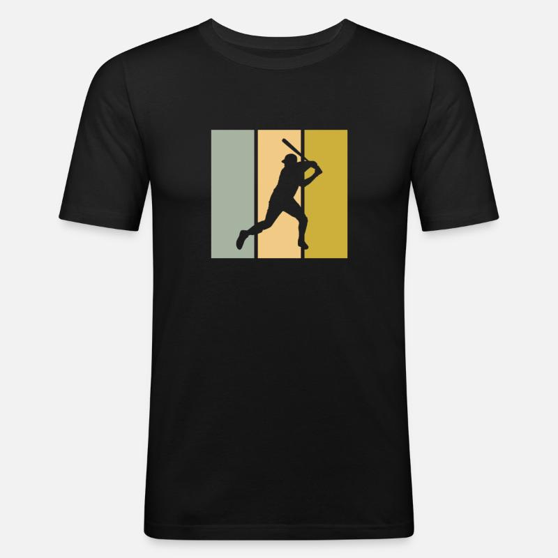 Baseball - Männer Slim Fit T-Shirt - Schwarz