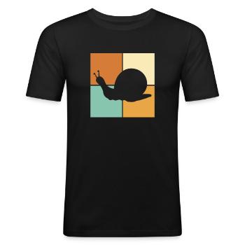 Schnecke - Männer Slim Fit T-Shirt - Schwarz - Vorne - Nik (191cm)