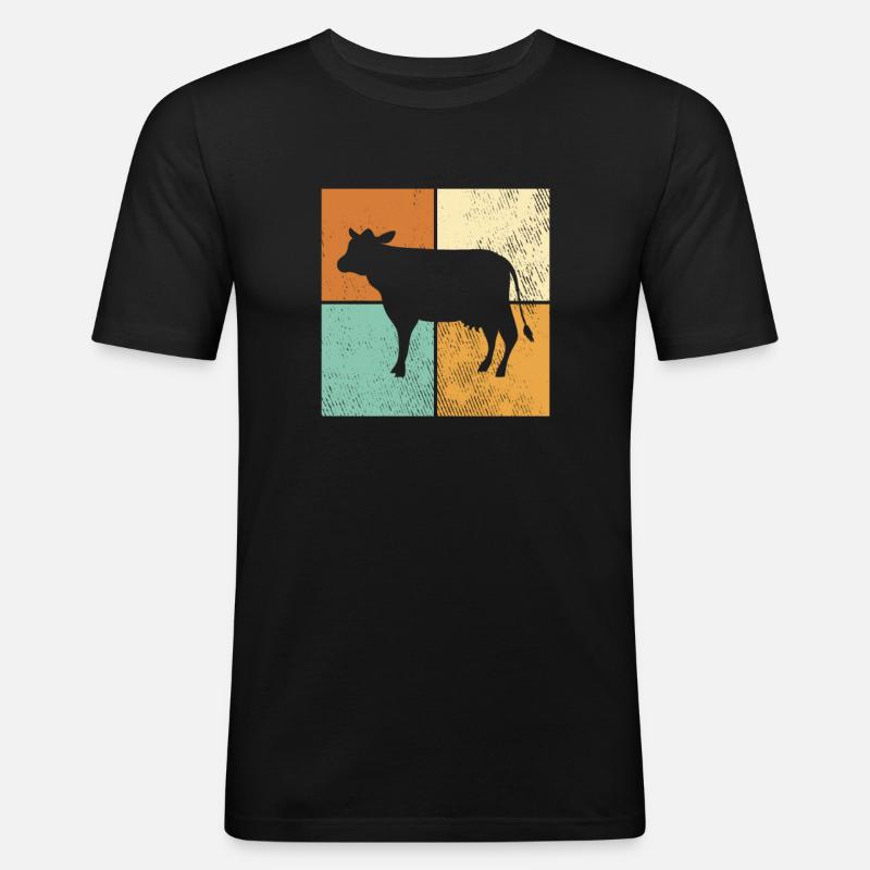 Kuh - Männer Slim Fit T-Shirt - Schwarz