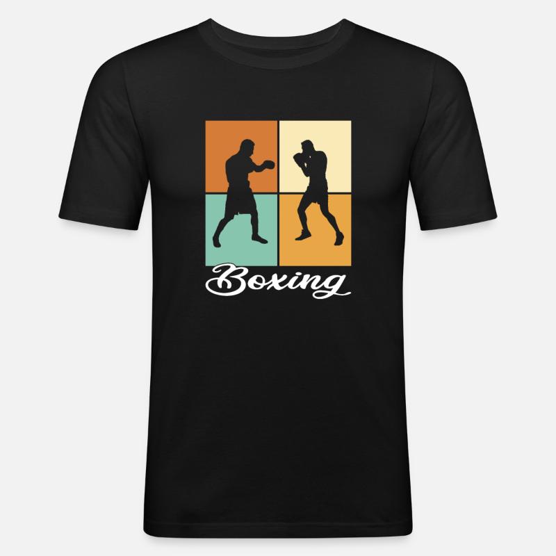 Boxen - Männer Slim Fit T-Shirt - Schwarz