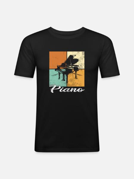 Klavier - Männer Slim Fit T-Shirt - Schwarz