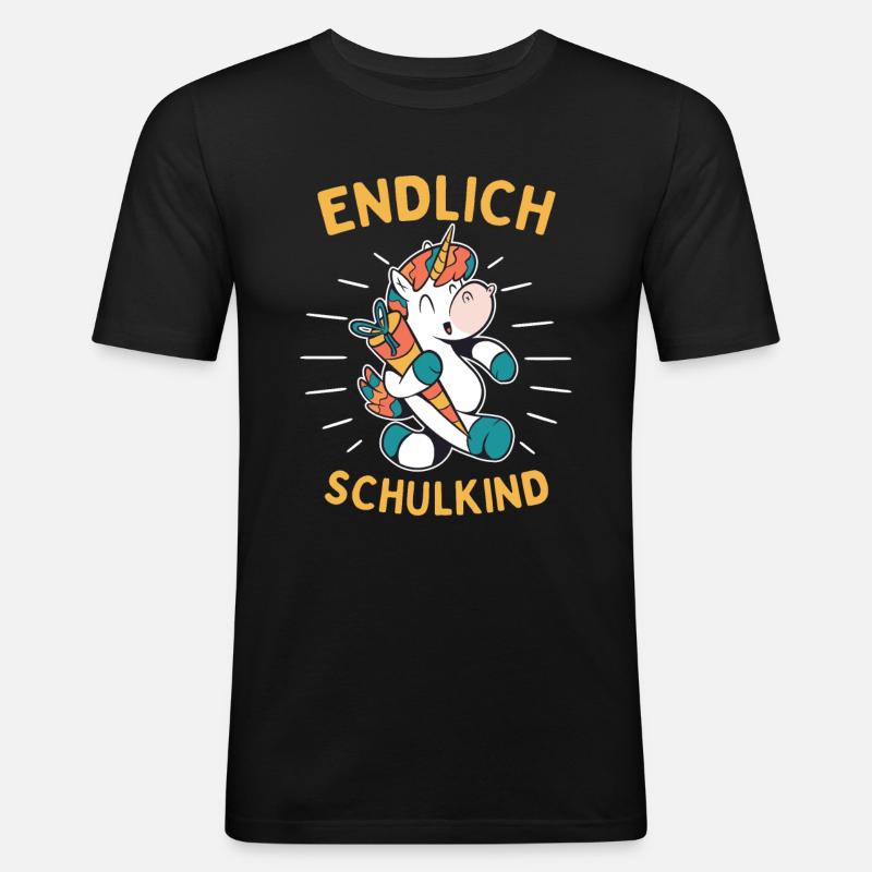 Endlich Schulkind - Männer Slim Fit T-Shirt - Schwarz