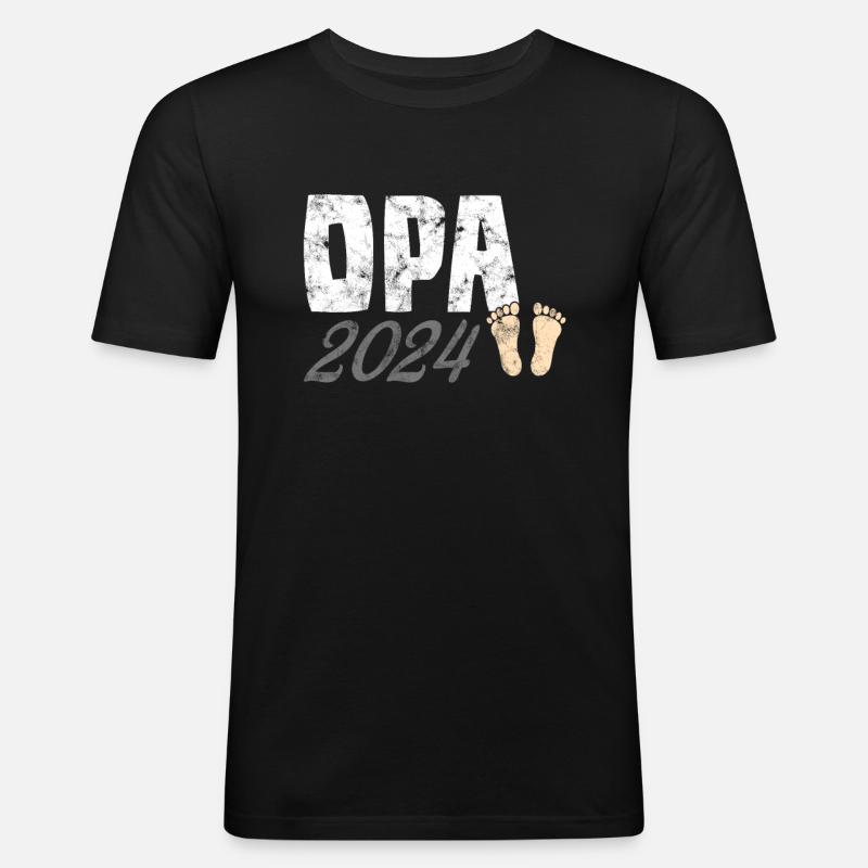 Opa 2024 - Männer Slim Fit T-Shirt - Schwarz
