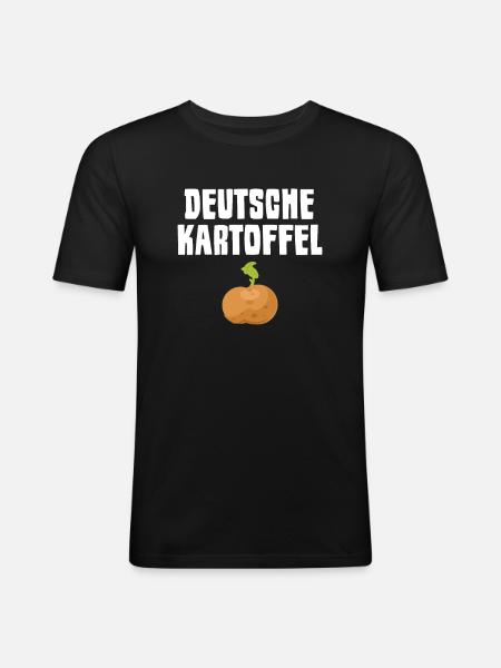 Deutsche Kartoffel - Männer Slim Fit T-Shirt - Schwarz