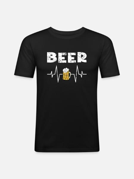 Beer Heartbeat - Men's Slim Fit T-Shirt - black