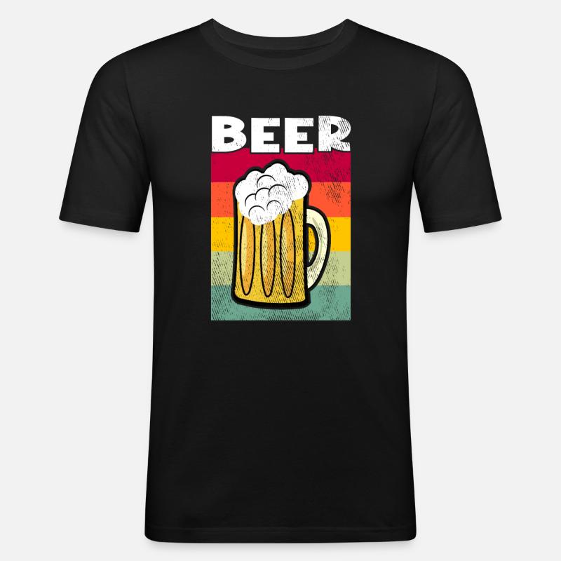 Bier Retro - Männer Slim Fit T-Shirt - Schwarz