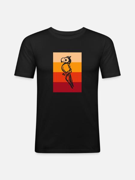 Papagei Retro - Männer Slim Fit T-Shirt - Schwarz