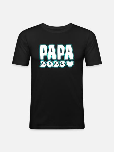 Papa 2023 - Männer Slim Fit T-Shirt - Schwarz