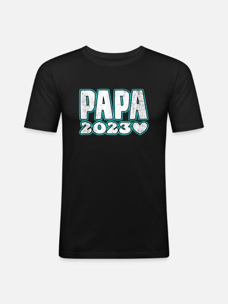 Papa 2023 - Männer Slim Fit T-Shirt - Schwarz