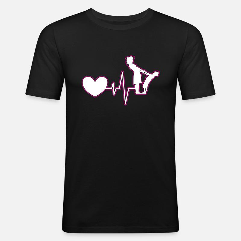 Mutter Kind Herzschlag - Männer Slim Fit T-Shirt - Schwarz