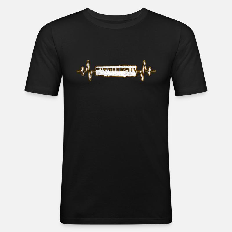 Bus Herzschlag - Männer Slim Fit T-Shirt - Schwarz