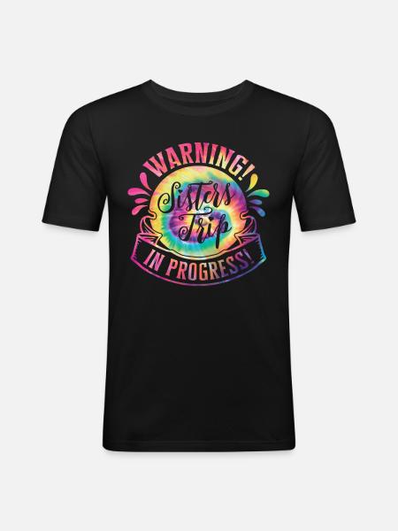 Warning Sisters Trip In Progress - Men's Slim Fit T-Shirt - black