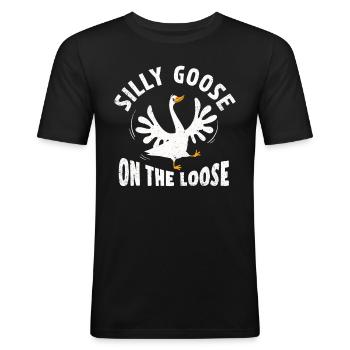 Des oies idiotes en liberté - T-shirt près du corps Homme - noir - Devant - Nik (191cm)