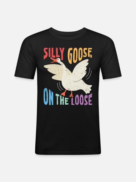 L’oie stupide en liberté - T-shirt près du corps Homme - noir