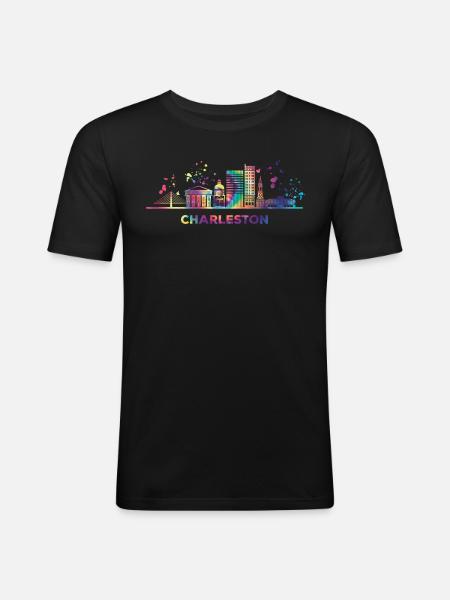 Charlestonian Skyline Charleston - Men's Slim Fit T-Shirt - black