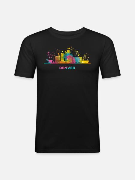 Denverites Skyline Denver - T-shirt près du corps Homme - noir
