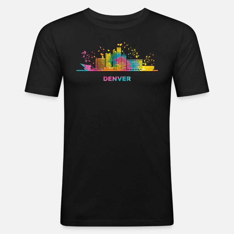 Denverites Skyline Denver - Männer Slim Fit T-Shirt - Schwarz