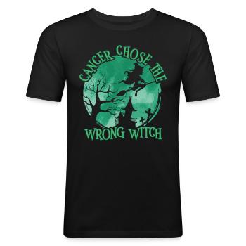 Krebs Hexe Grün Leberkrebs - Männer Slim Fit T-Shirt - Schwarz - Vorne - Nik (191cm)