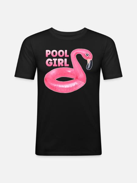 Piscine Fille Flamingo Floatie Piscine - T-shirt près du corps Homme - noir