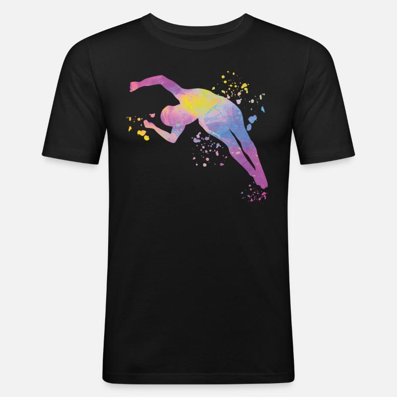 Turmspringen Synchronspringen Kunstspringen - Männer Slim Fit T-Shirt - Schwarz