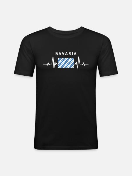 Bavaria Heartbeat - Men's Slim Fit T-Shirt - black