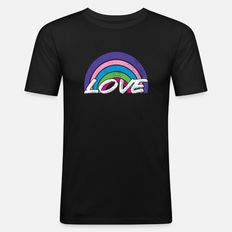 Love rainbow - Männer Slim Fit T-Shirt - Schwarz