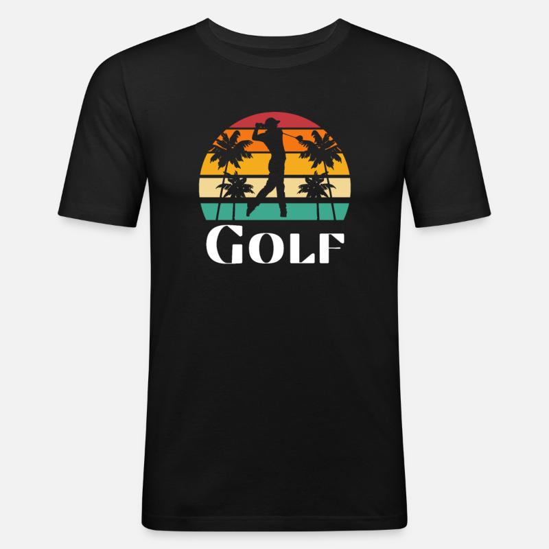 Golf Retro - Männer Slim Fit T-Shirt - Schwarz