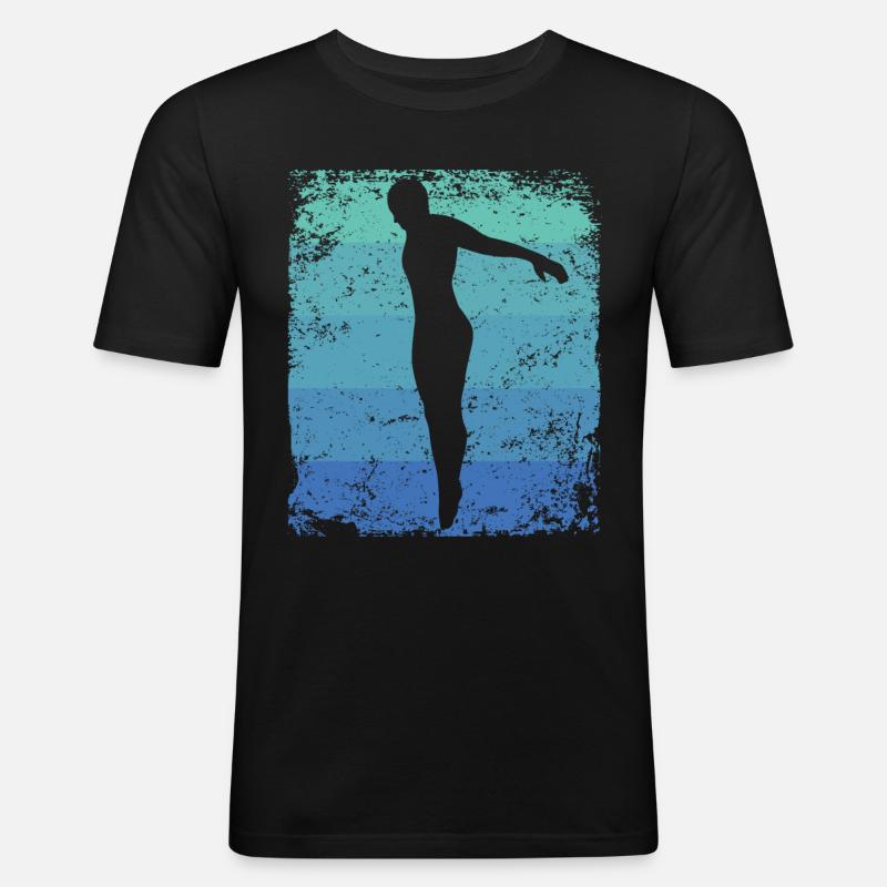 Synchronisierter Wassertaucher High Diver - Männer Slim Fit T-Shirt - Schwarz