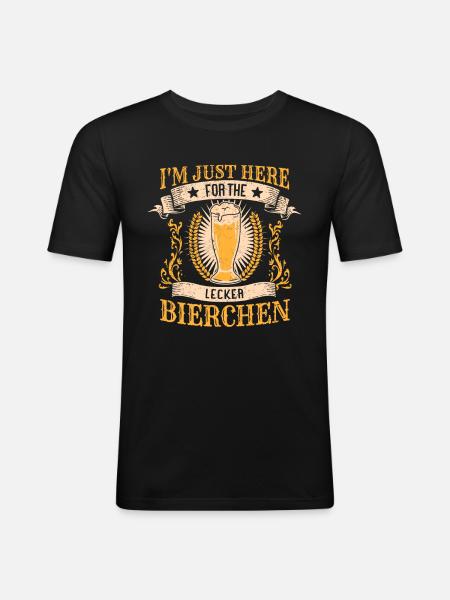 Lecker Bierchen Meme - Männer Slim Fit T-Shirt - Schwarz