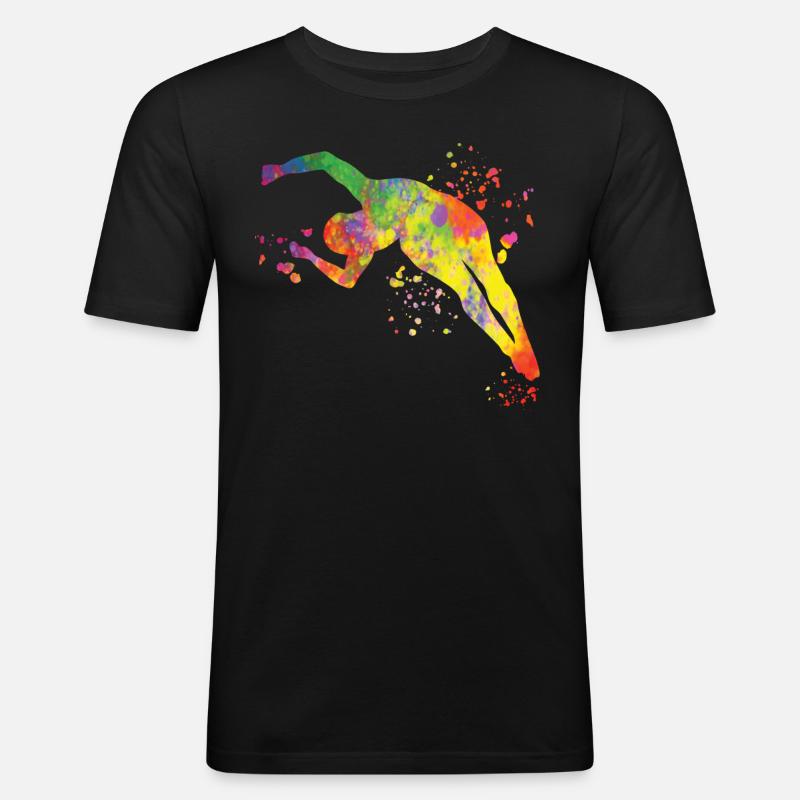 Turmspringen Synchronspringen Kunstspringen - Männer Slim Fit T-Shirt - Schwarz