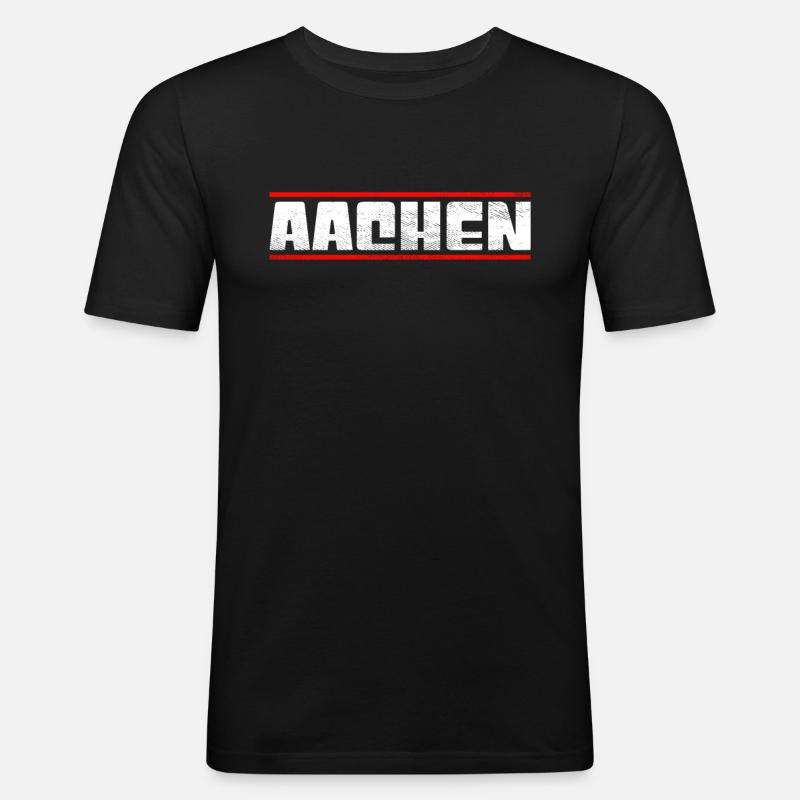 Aachen - Männer Slim Fit T-Shirt - Schwarz