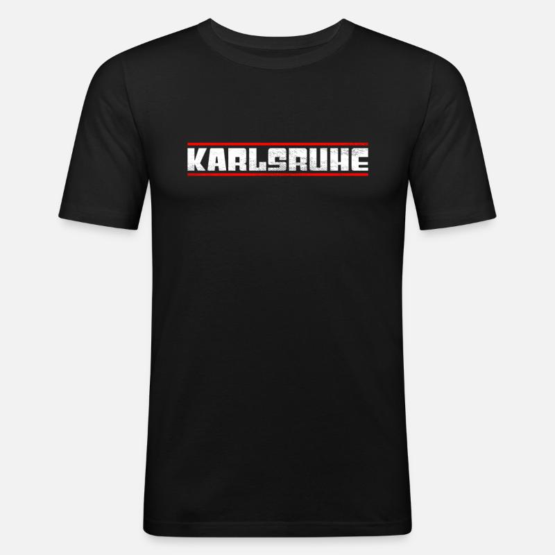 Karlsruhe - Männer Slim Fit T-Shirt - Schwarz