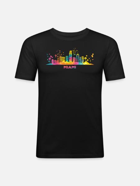 Miamian Skyline Miami - Men's Slim Fit T-Shirt - black