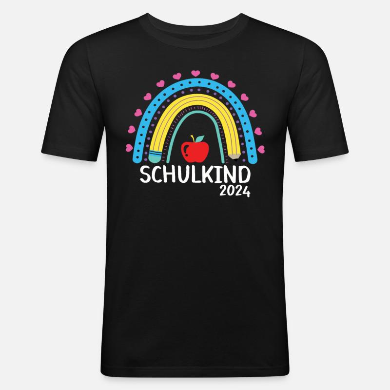 Schulanfang Einschulung Schulkind 2024 - Männer Slim Fit T-Shirt - Schwarz