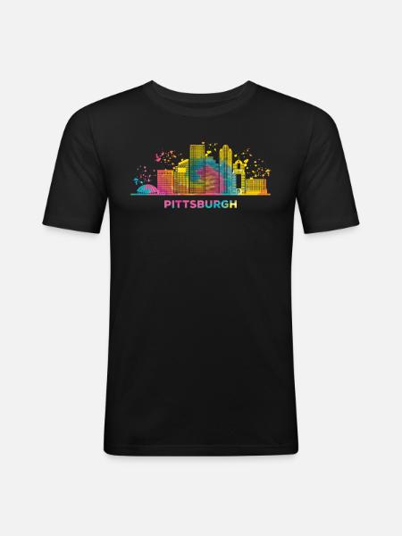 Pittsburgher Skyline Pittsburgh - Men's Slim Fit T-Shirt - black