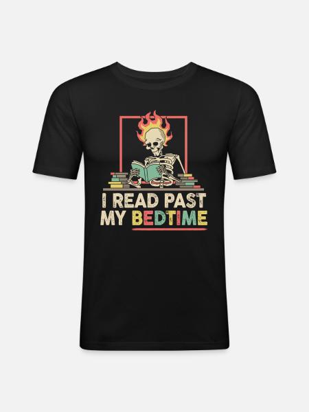 I read skeleton after bedtime - Men's Slim Fit T-Shirt - black