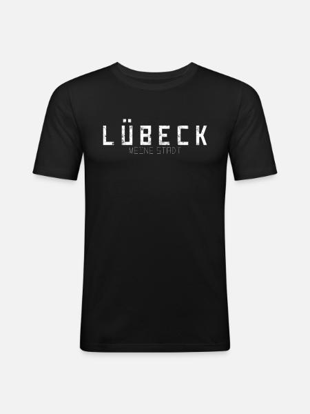 Lübeck Mijn Stad - Mannen slim fit T-shirt - zwart