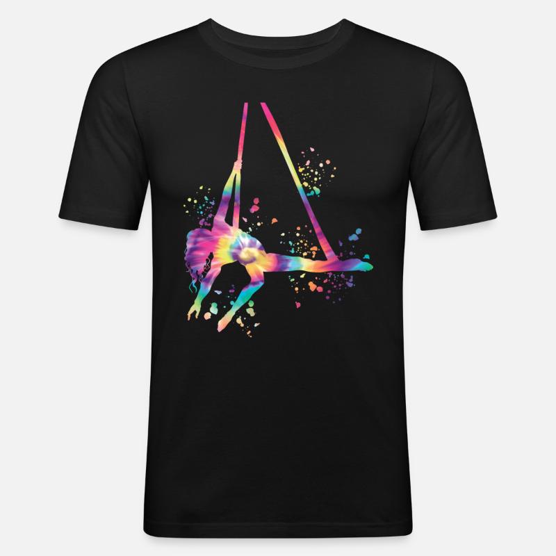 Vertikaltuch Luftakrobatik Aerial Silk - Männer Slim Fit T-Shirt - Schwarz