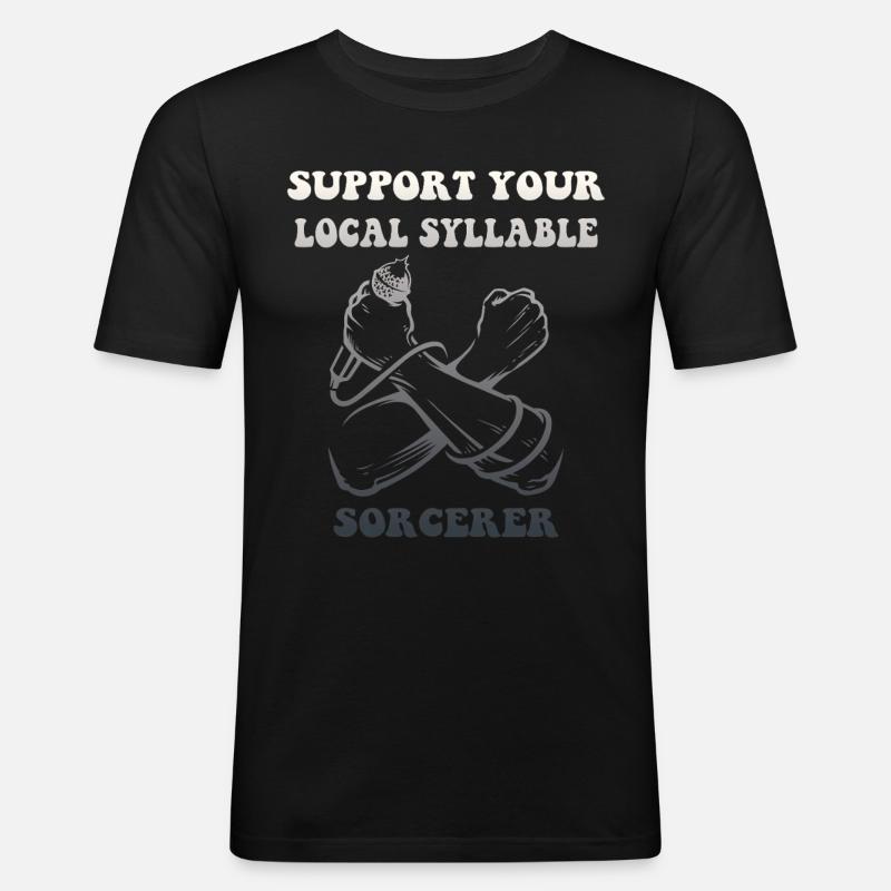 Silbenzauberer Poetry Slam - Männer Slim Fit T-Shirt - Schwarz