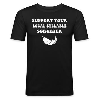 Silbenzauberer Poetry Slam - Männer Slim Fit T-Shirt - Schwarz - Vorne - Nik (191cm)