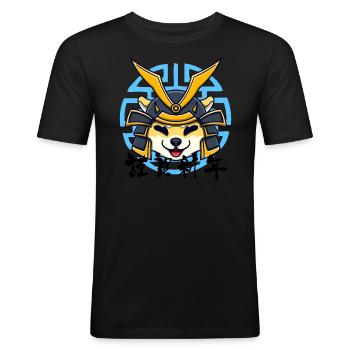 Japanese Samurai Dog - Men's Slim Fit T-Shirt - black - Front - Nik (191cm)