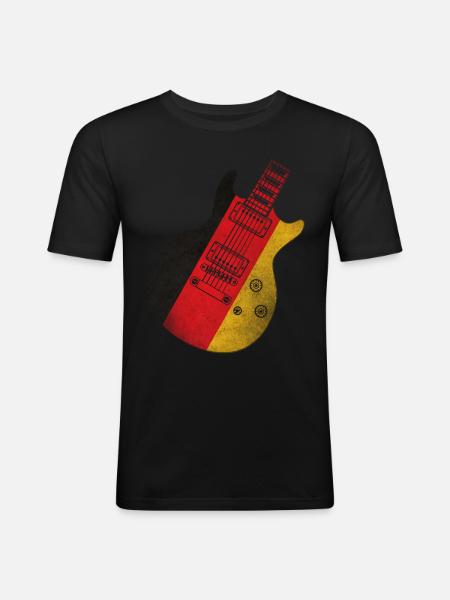 German Flag Guitar - Men's Slim Fit T-Shirt - black
