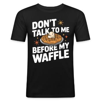 Gaufres Bonbons pour le petit-déjeuner - T-shirt près du corps Homme - noir - Devant - Nik (191cm)